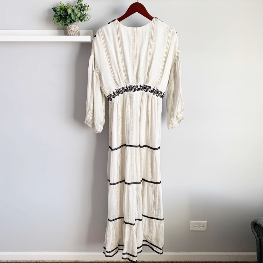 ANTHROPOLOGIE - VERB by Pallavi Singhee Black & White Beaded Maxi Dress S - Picture 3 of 16